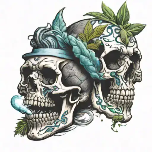 rick sanchez skull smoke weed tattoo design idea