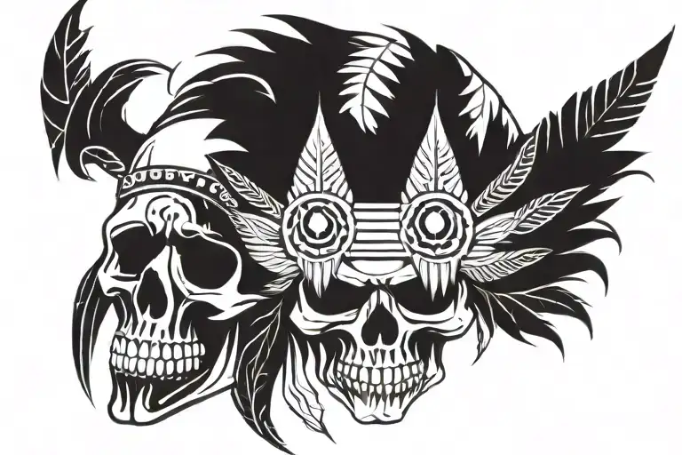 native american skull tattoo design idea