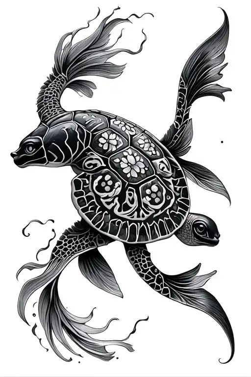 koi,turtle,warrior,mandala tattoo design idea