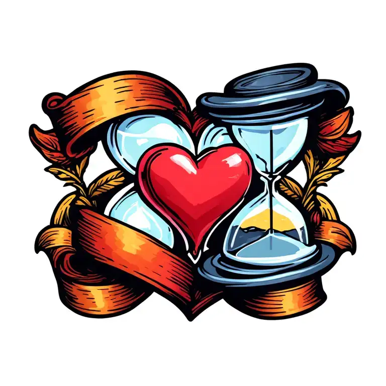 heart with hourglass tattoo tattoo design idea