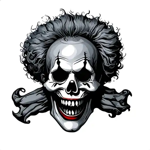 skull, clown, scary smile tattoo design idea