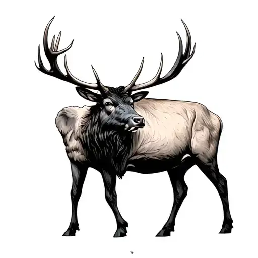Bull Elk tattoo design idea