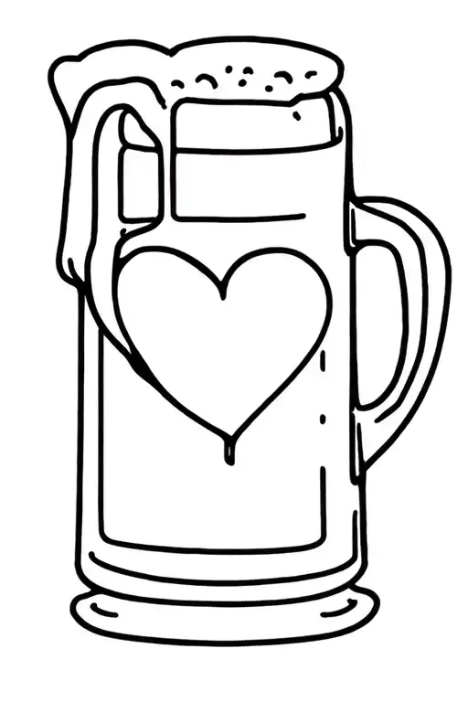 heart, pho and beer mug morphing tattoo design idea