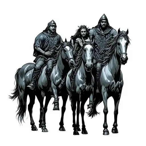family of four horsemen tattoo design idea