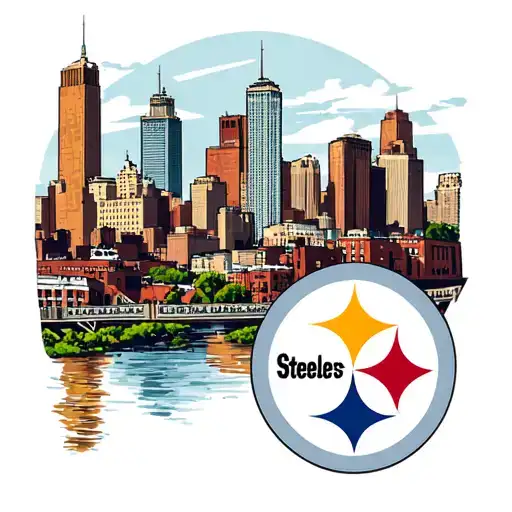 pittsburgh skyline with steelers logo incorporated tattoo design idea