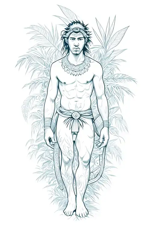 Māori jungle design tattoo featuring elements of a young tarzan tattoo design idea