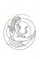 mermaid, moon, witchy tattoo design idea