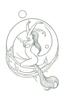 mermaid, moon, witchy tattoo design idea