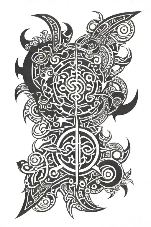 cyber sigilism tribal tattoo design idea