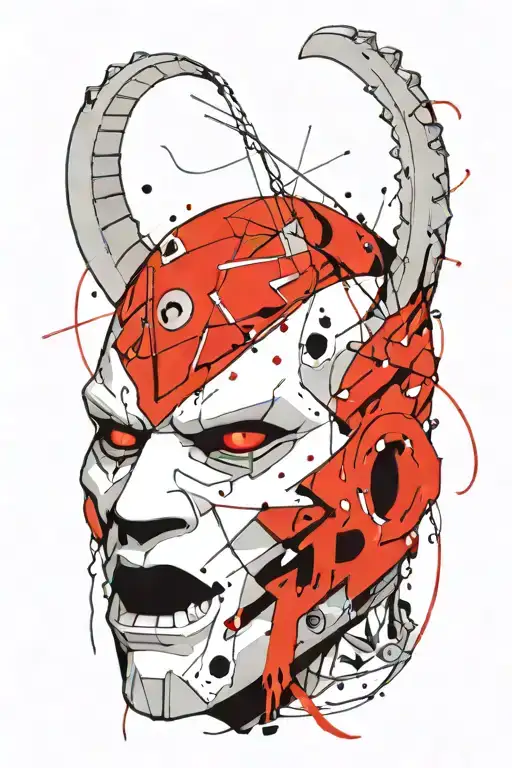 chainsaw man demon mask tattoo design idea