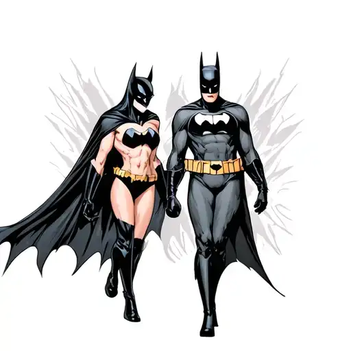 matching Batman and catwoman tattoo design idea