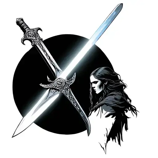 Narsil sword elder wand and lightsaber tattoo design idea