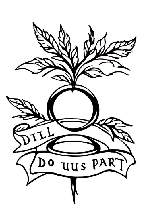 till death do us part" with rings tattoo design idea