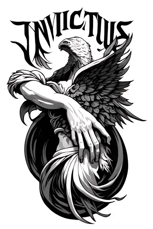 Invictus arm sleeve tattoo design idea