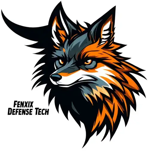 "Fenix Defense Tech" Military Style Fox Head with Phoenix Body with strength logo tattoo design idea