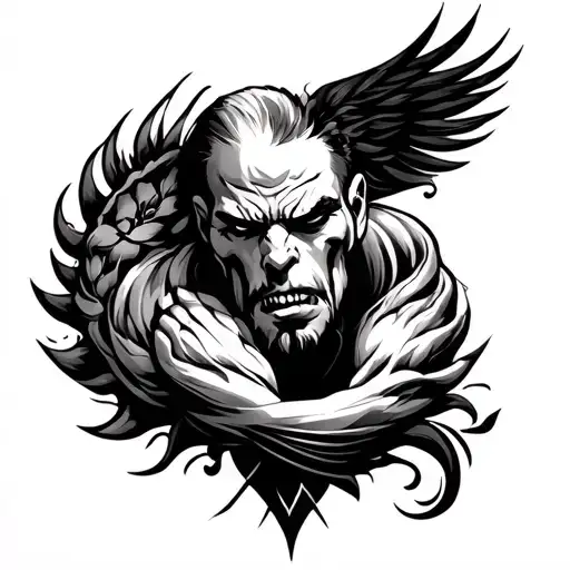 Full sleeve tattoo symbolizing strength honour respect in a creative dark and manly way tattoo design idea