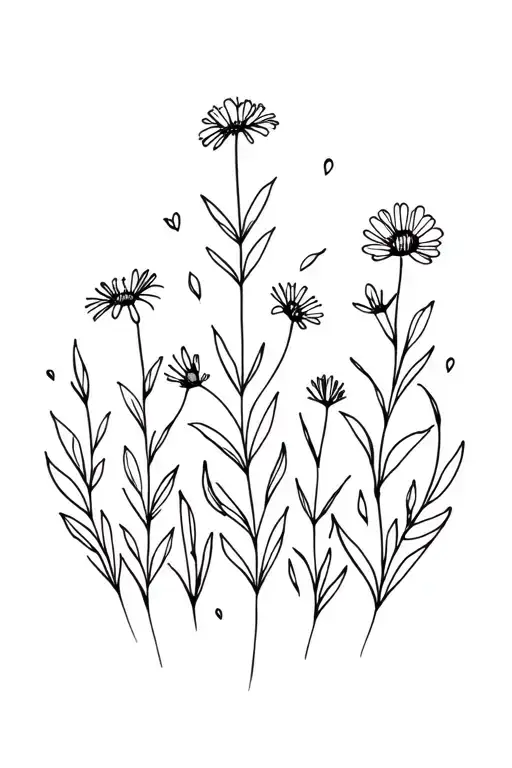 simple wildflowers growing tattoo design idea