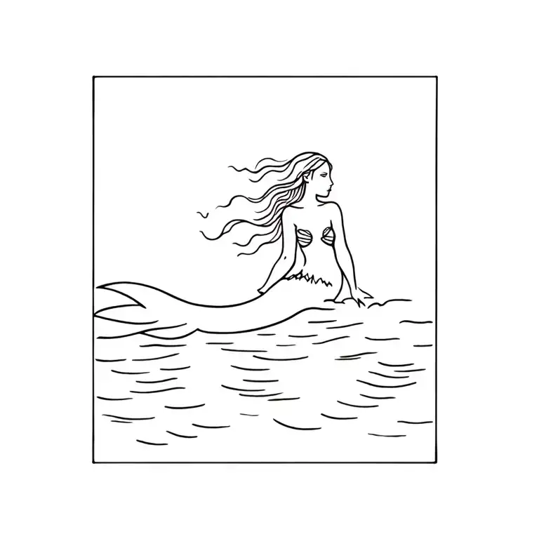 Mermaid swimming upstream tattoo design idea