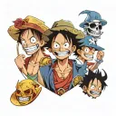 luffy smile, sabo, ace one piece tattoo design idea