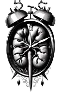 clock with 1 kidney inside representing donation tattoo design idea