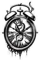 clock with 1 kidney inside representing donation tattoo design idea