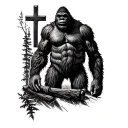 colon cancer memorial for my uncle spencer with bigfoot, joshua 1:9, and a cross tattoo design idea