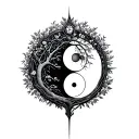 ying-yang ,tree of life, pieces & libra tattoo design idea