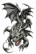 Dragon Toothless flying tattoo design idea