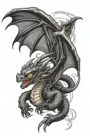 Dragon Toothless flying tattoo design idea