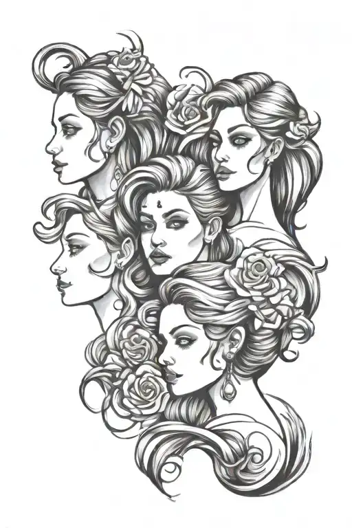 3 daughters minimalist tattoo design idea