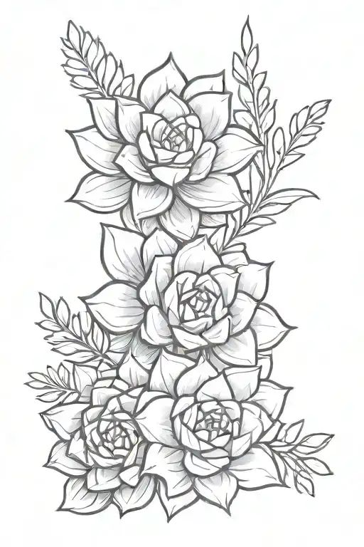 Succulents lilac tattoo design idea