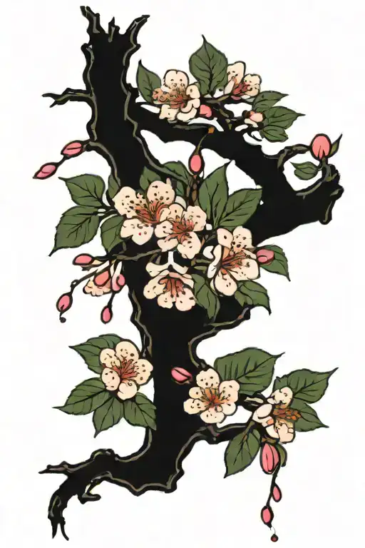 Cherry blossoms falling off a tree wispy tattoo design idea