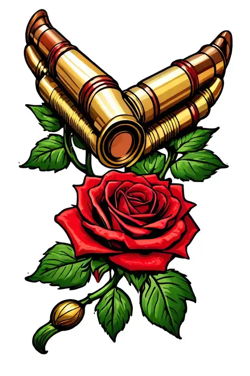 shotgun shells & roses tattoo design idea