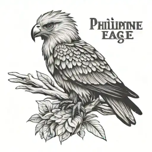 Philippine Eagle with words above Non Desistas Non Exieris tattoo design idea
