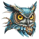 cyberpunk owl tattoo design idea