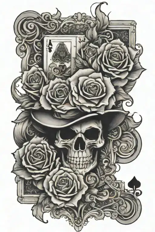 western half sleeve with playing cards and roses tattoo design idea