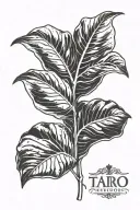 taro plant leaf in shape tattoo design idea