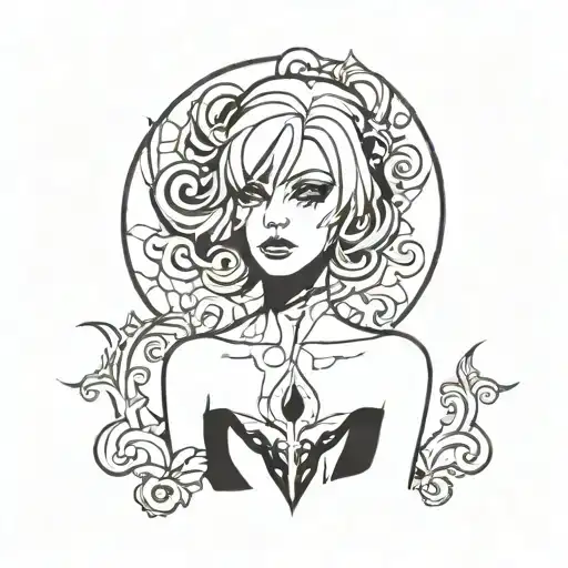 dark and spooky girl tattoo design idea