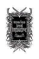 "tencious loyal intuitive" "tencious loyal intuitive" Labyrinth with words in it tattoo design idea
