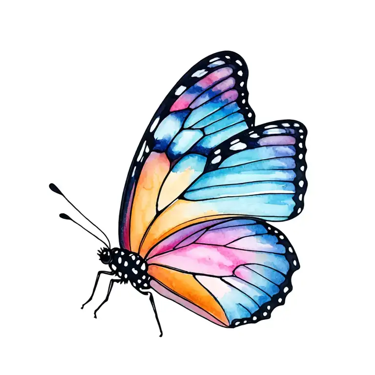 butterfly resting peacefully tattoo design idea