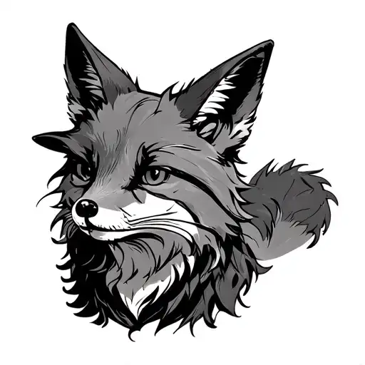 Line artfeaturing - detective or something to relate to detectivefoxblack spider-like fuzzy creature rogue or someth tattoo design idea