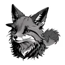 Line artfeaturing - detective or something to relate to detectivefoxblack spider-like fuzzy creature rogue or someth tattoo design idea