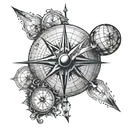 Compass or Globe tattoo design idea