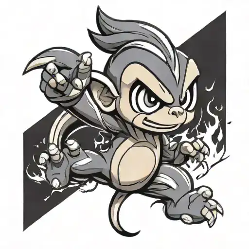 chimchar from pokemon and wukong tattoo design idea