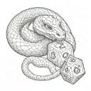 snake wrapped around an d20 dice set tattoo design idea