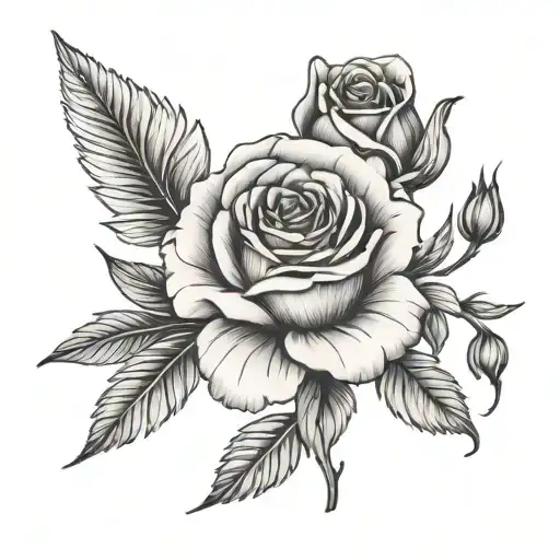 simple tattoo with rose,carnation, honeysuckle and snowdrop tattoo design idea