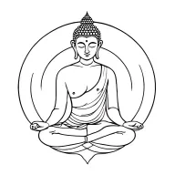 The tattoo represents a spiritual and poetic scene centered around Buddha, seated in the meditation position (DHY tattoo design idea
