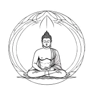 The tattoo represents a spiritual and poetic scene centered around Buddha, seated in the meditation position (DHY tattoo design idea