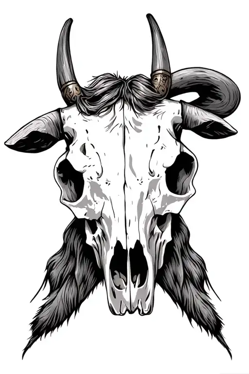 western cow skull with background  tattoo design idea