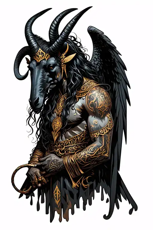 arcangel uriel with capricorn zodiac sign tattoo design idea